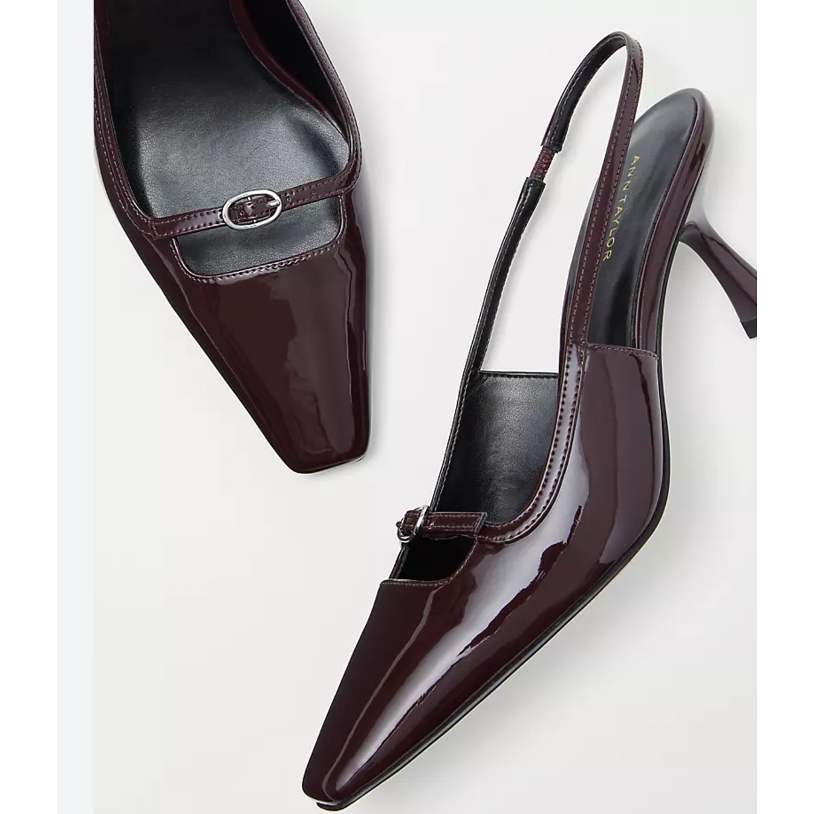 Ann Taylor Midnight Grape Buckle Strap Patent Slingback Pumps High Heels Shoes 7 — image 3 of 7